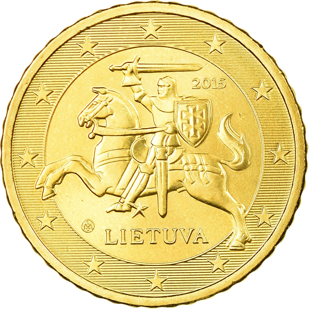 Lithuania, 50 Euro Cent, 2015, AU(55-58), Brass, KM:210