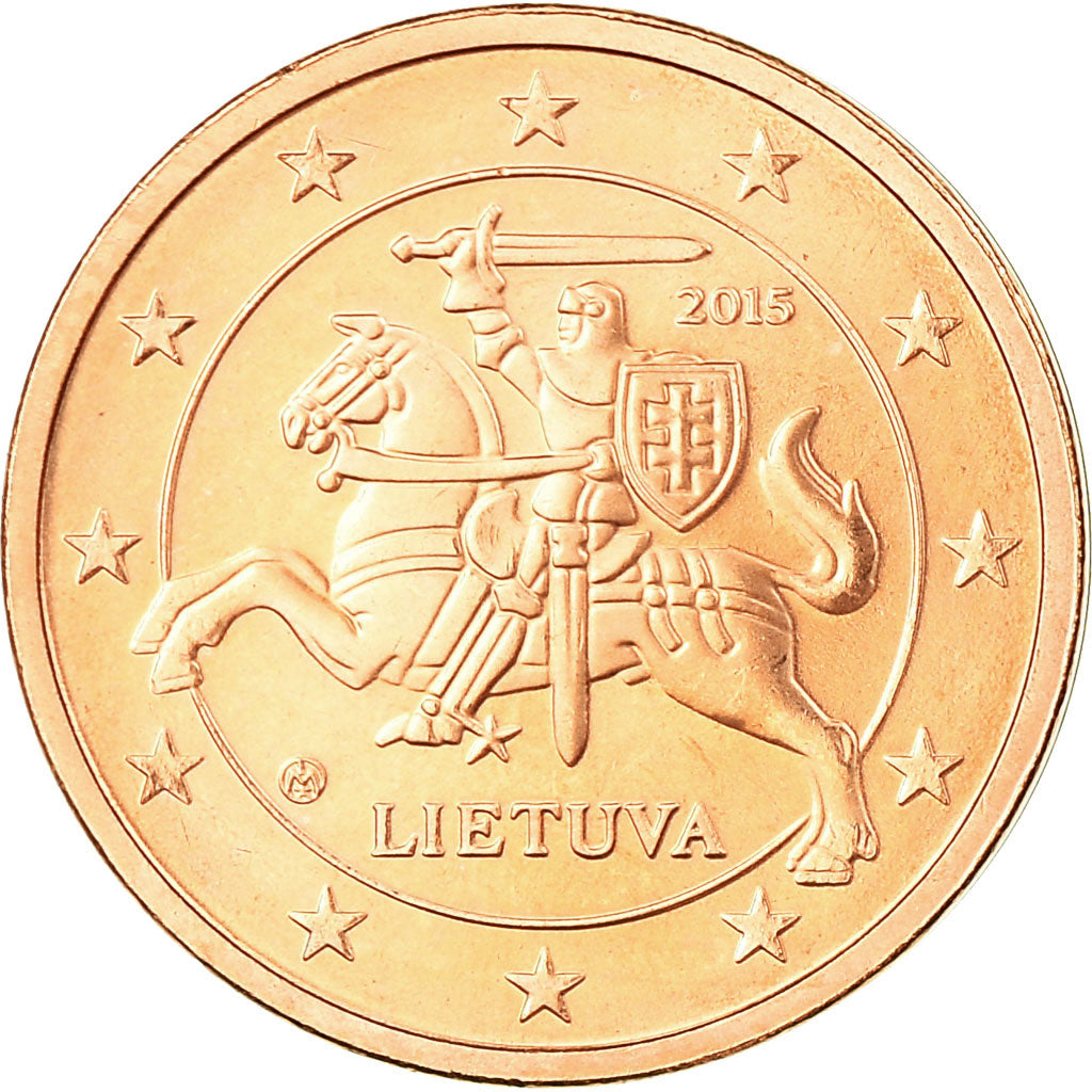 Litwa, 2 Euro Cent, 2015, AU(55-58), Miedź platerowana stalą, KM:206