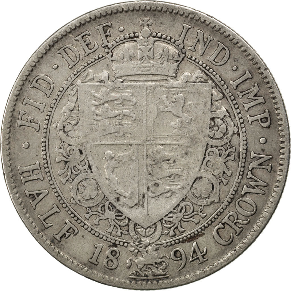 GREAT BRITAIN, 1/2 Crown, 1894, KM #782, VF(30-35), Silver, 32.3, 13.81