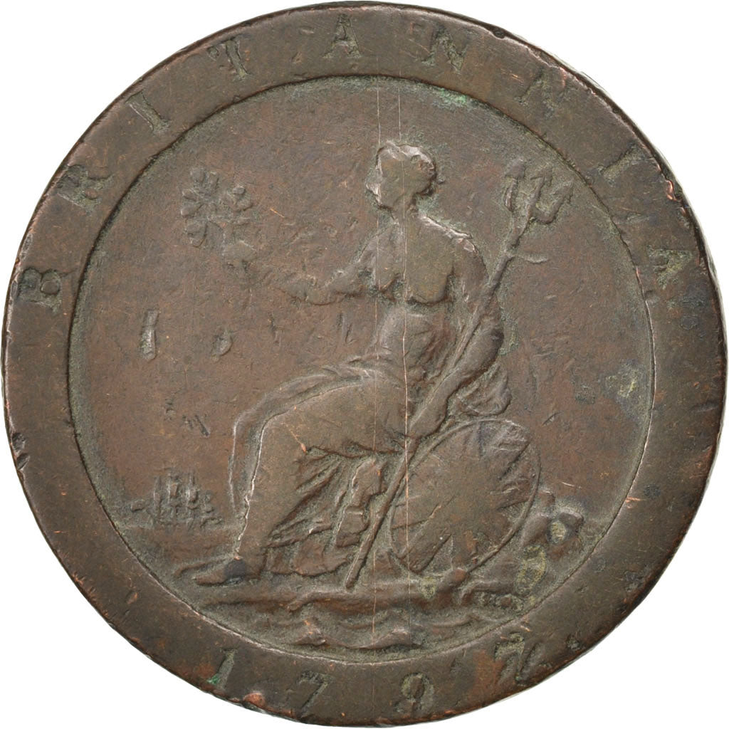 GREAT BRITAIN, Penny, 1797, KM #618, VF(20-25), Copper, 28.51