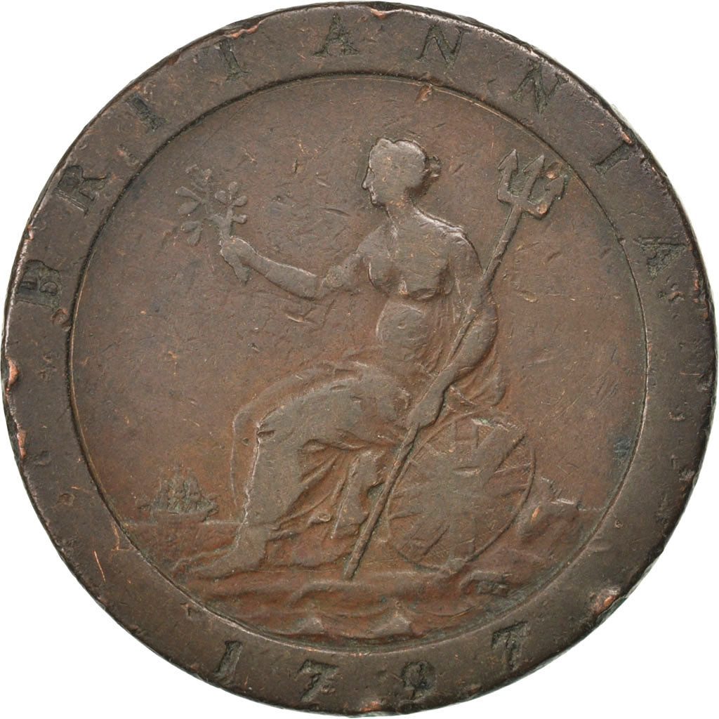 GREAT BRITAIN, Penny, 1797, KM #618, VF(30-35), Copper, 27.66