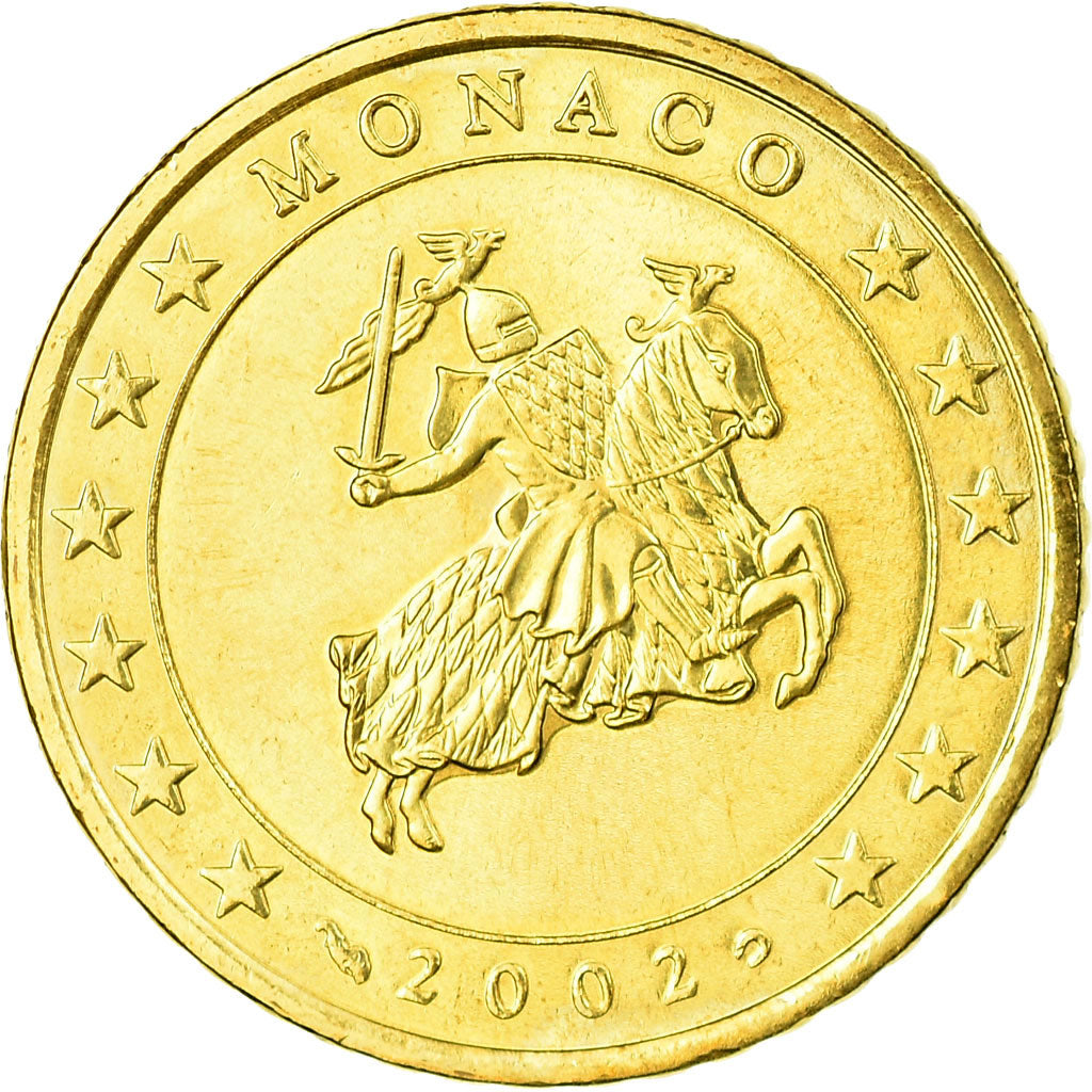 Monaco, 50 Euro Cent, 2002, AU(55-58), Brass, Gadoury:MC177, KM:172