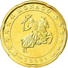 Monaco, 20 Euro Cent, 2002, AU(55-58), Brass, Gadoury:MC176, KM:171