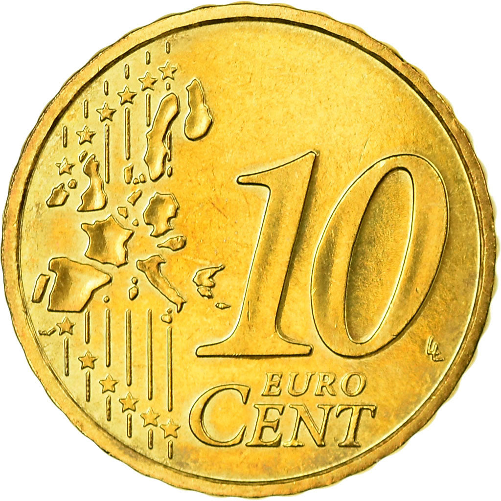 Monaco, 10 Euro Cent, 2002, AU(55-58), Brass, Gadoury:MC175, KM:170