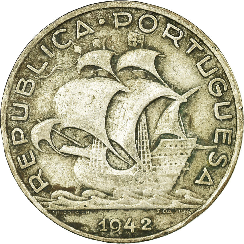 Coin, Portugal, 5 Escudos, 1942, VF(30-35), Silver, KM:581