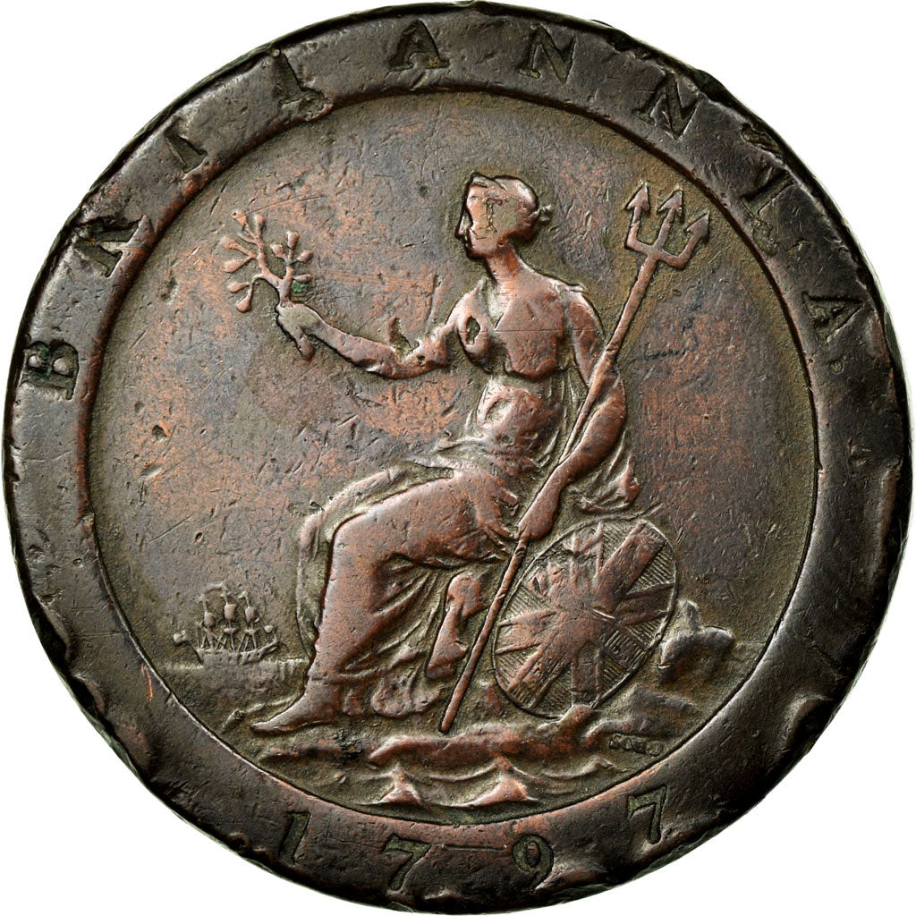 Coin, Great Britain, George III, Penny, 1797, EF(40-45), Copper, KM:618