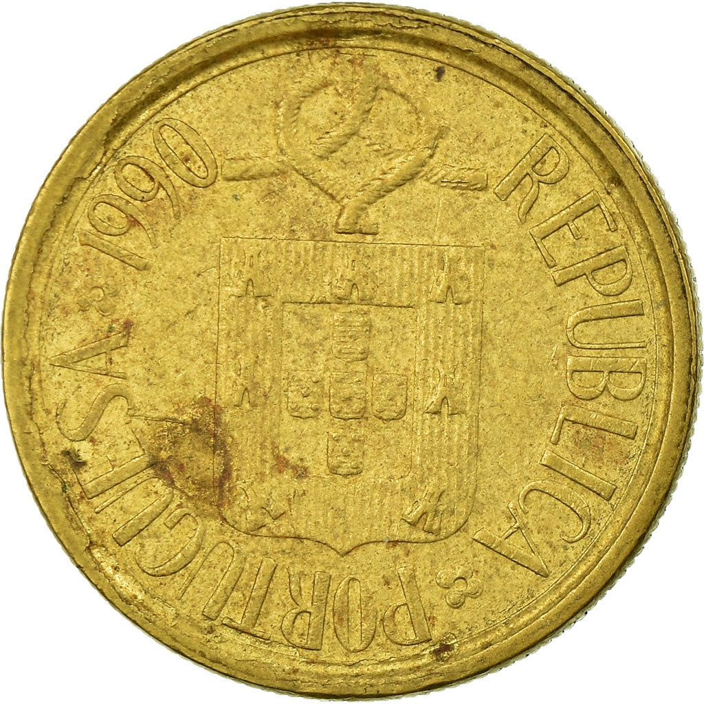 Munten, Portugal, 5 Escudos, 1990, FR, Nickel-brass, KM:632