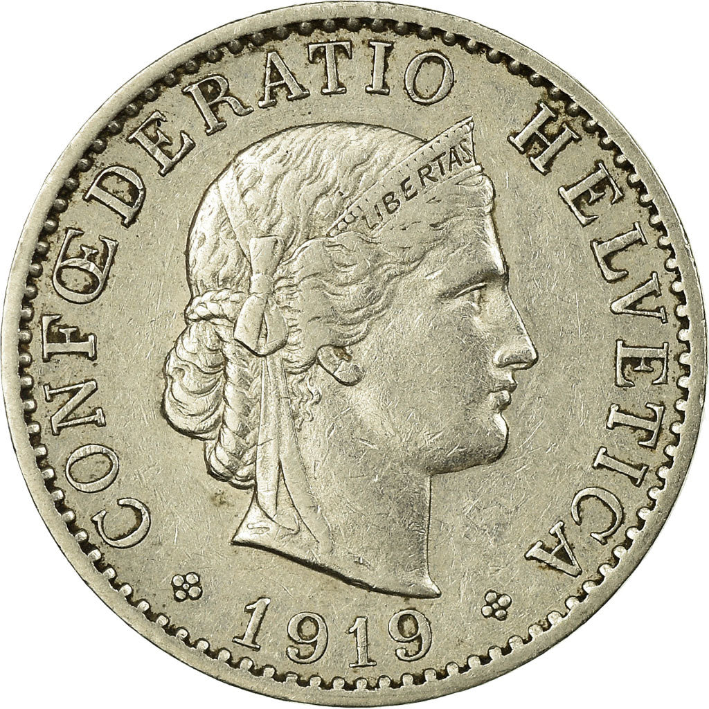 Coin, Switzerland, 20 Rappen, 1919, Bern, EF(40-45), Nickel, KM:29