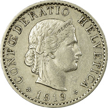 Coin, Switzerland, 20 Rappen, 1919, Bern, EF(40-45), Nickel, KM:29