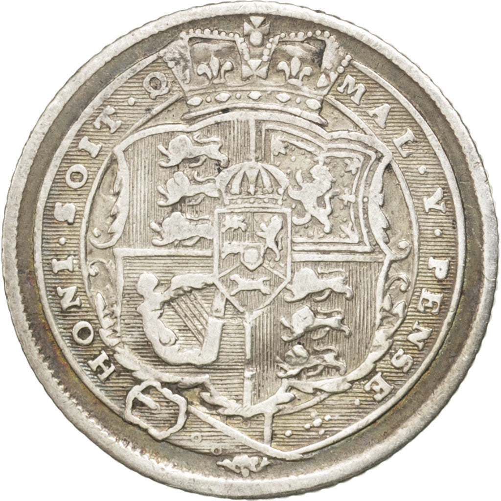 GREAT BRITAIN, 6 Pence, 1817, KM #665, EF(40-45), Silver, 2.73