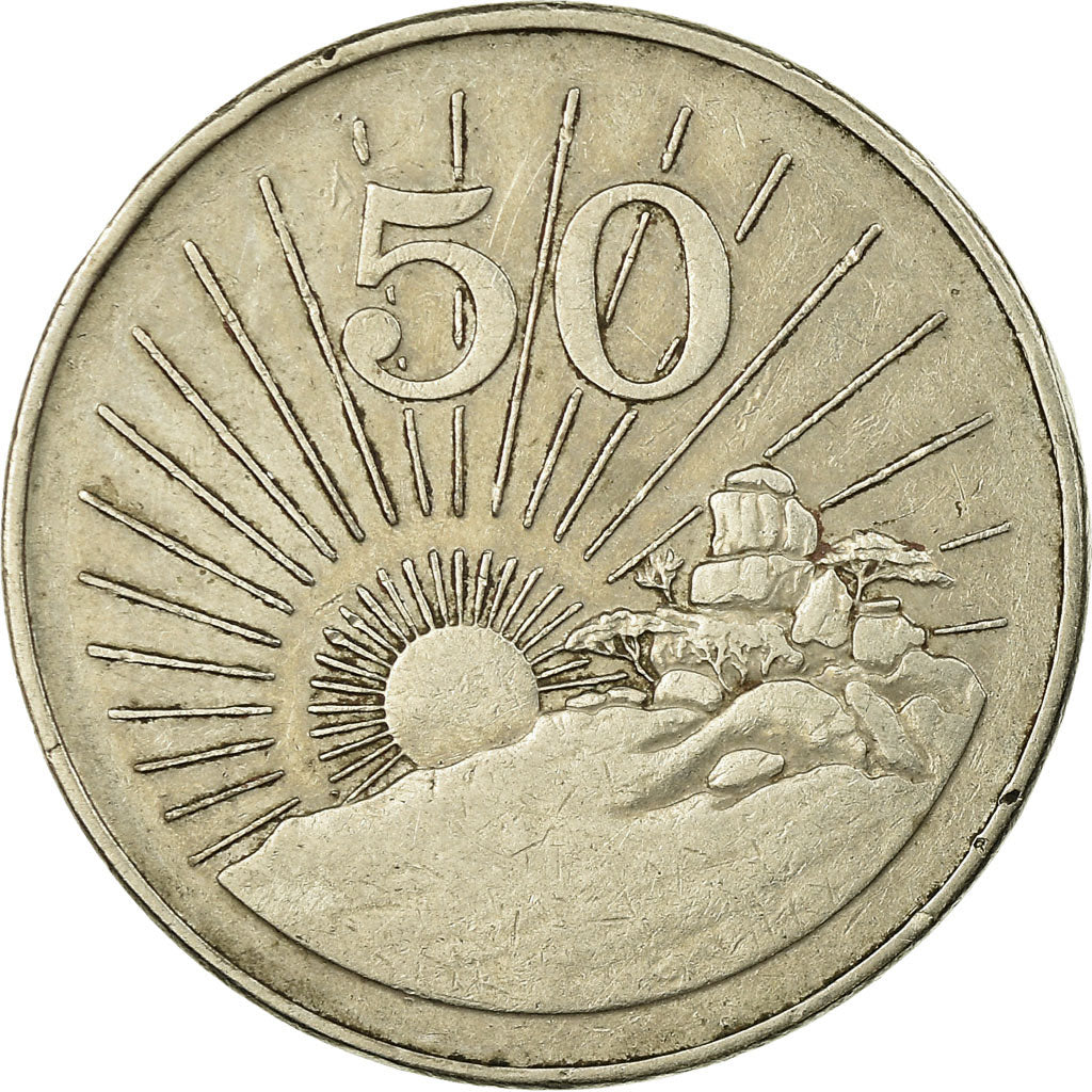 Coin, Zimbabwe, 50 Cents, 1993, EF(40-45), Copper-nickel, KM:5