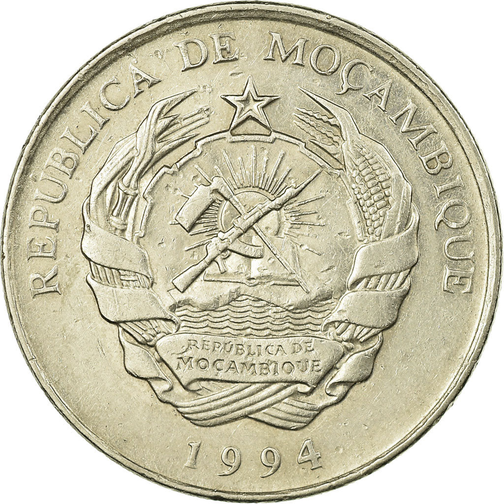 Moneda, Mozambique, 500 Meticais, 1994, Royal Mint, MBC, Níquel recubierto de