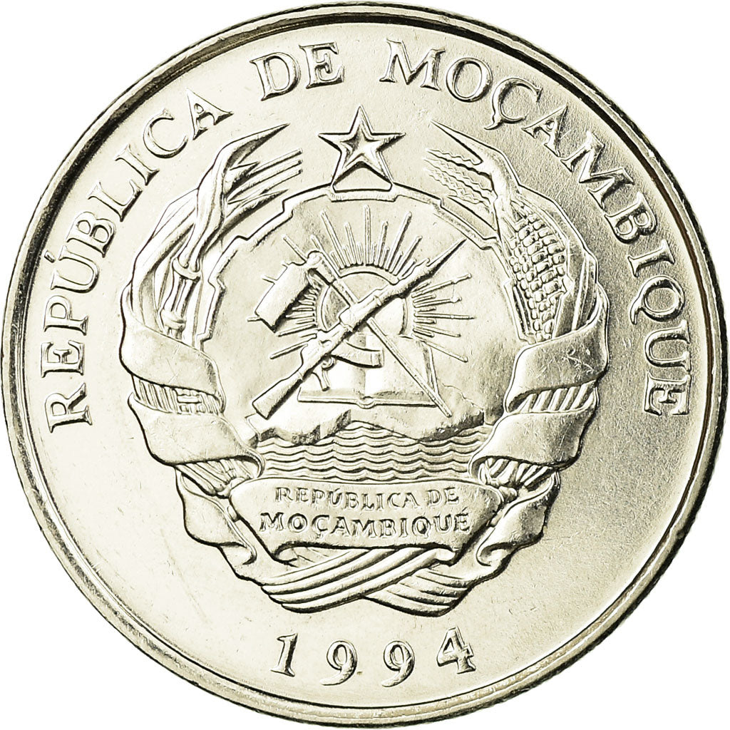Moneta, Mozambico, 50 Meticais, 1994, Royal Mint, BB+, Acciaio ricoperto in