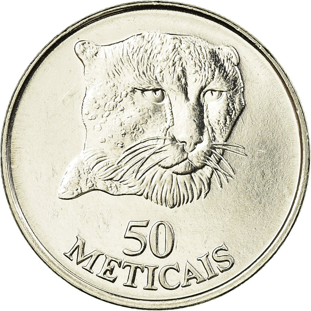 Moneta, Mozambico, 50 Meticais, 1994, Royal Mint, BB+, Acciaio ricoperto in