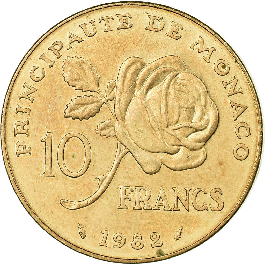 Coin, Monaco, Rainier III, 10 Francs, 1982, EF(40-45), Copper-Nickel-Aluminum