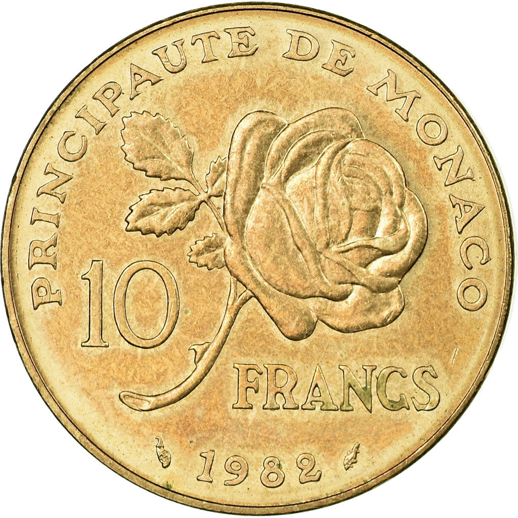 Coin, Monaco, Rainier III, 10 Francs, 1982, EF(40-45), Copper-Nickel-Aluminum