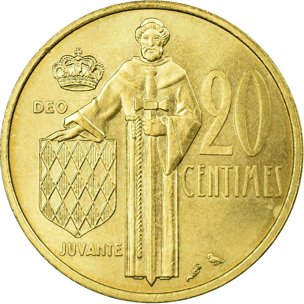 Coin, Monaco, Rainier III, 20 Centimes, 1974, AU(55-58), Aluminum-Bronze