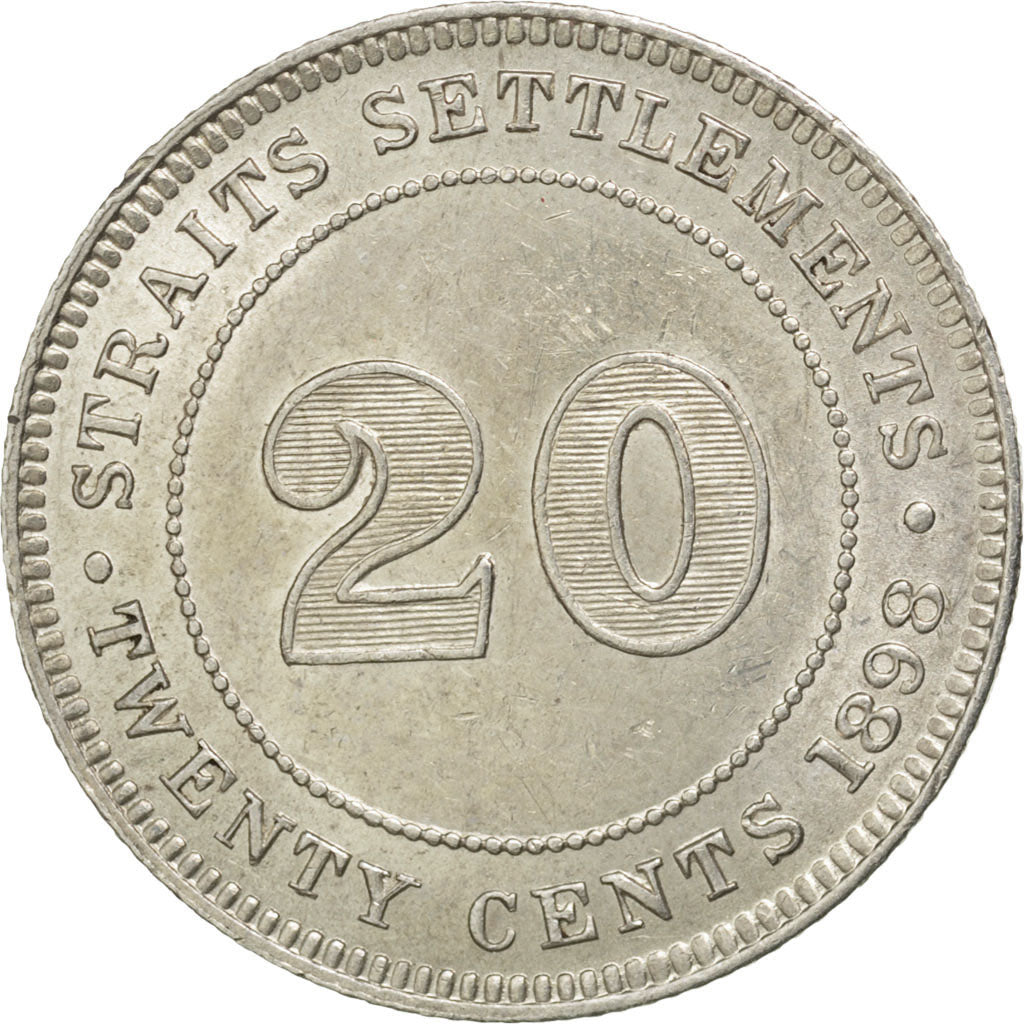 STRAITS SETTLEMENTS, 20 Cents, 1898, KM #12, MS(63), Silver, 23, 5.42