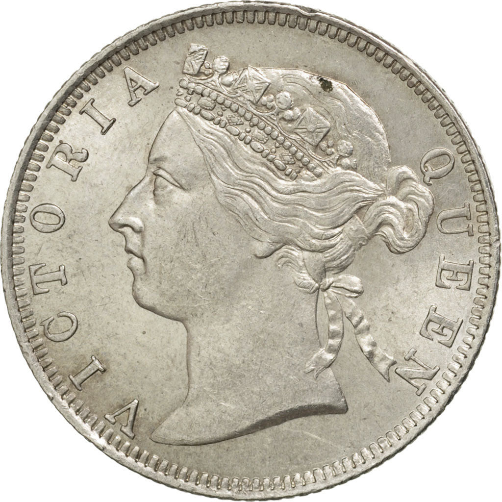 STRAITS SETTLEMENTS, 20 Cents, 1896, KM #12, AU(55-58), Silver, 23, 5.44