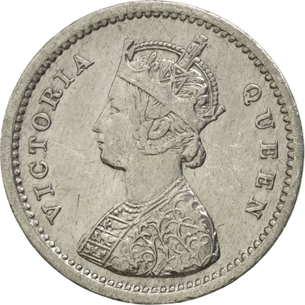 INDIA-BRITISH, 2 Annas, 1862, KM #469, AU(50-53), Silver, 1.38