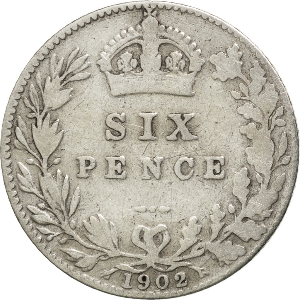 GREAT BRITAIN, 6 Pence, 1902, KM #799, VF(20-25), Silver, 19.5, 2.70