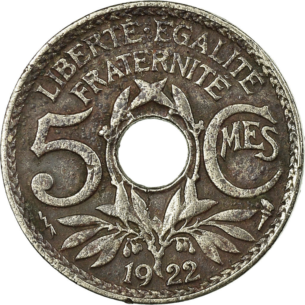 Coin, France, Lindauer, 5 Centimes, 1922, Paris, VF(20-25), Copper-nickel