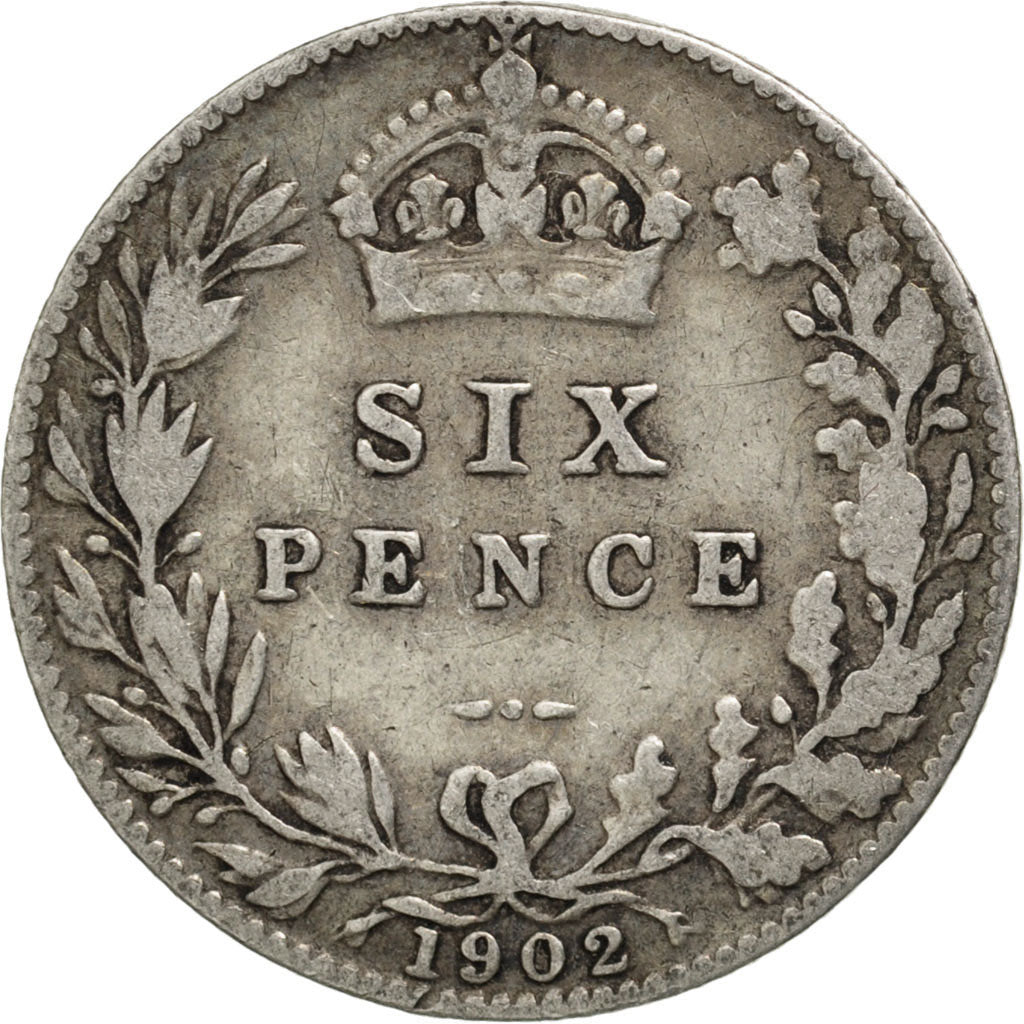 GREAT BRITAIN, 6 Pence, 1902, KM #799, VF(20-25), Silver, 19.5, 2.74