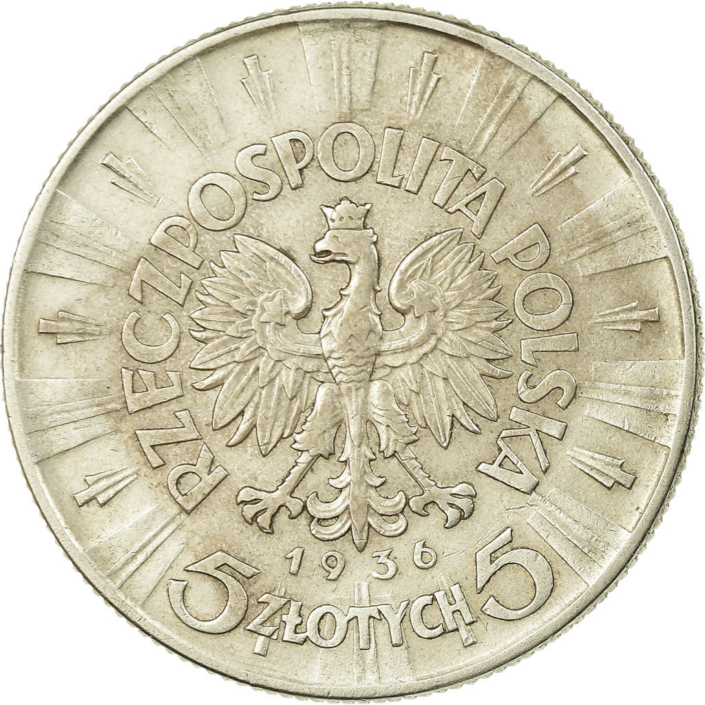 Coin, Poland, 5 Zlotych, 1936, Warsaw, AU(50-53), Silver, KM:28