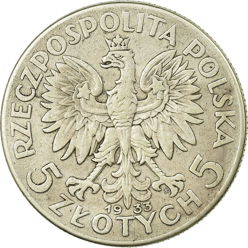 Moneta, Polonia, 5 Zlotych, 1933, Warsaw, MB+, Argento, KM:21