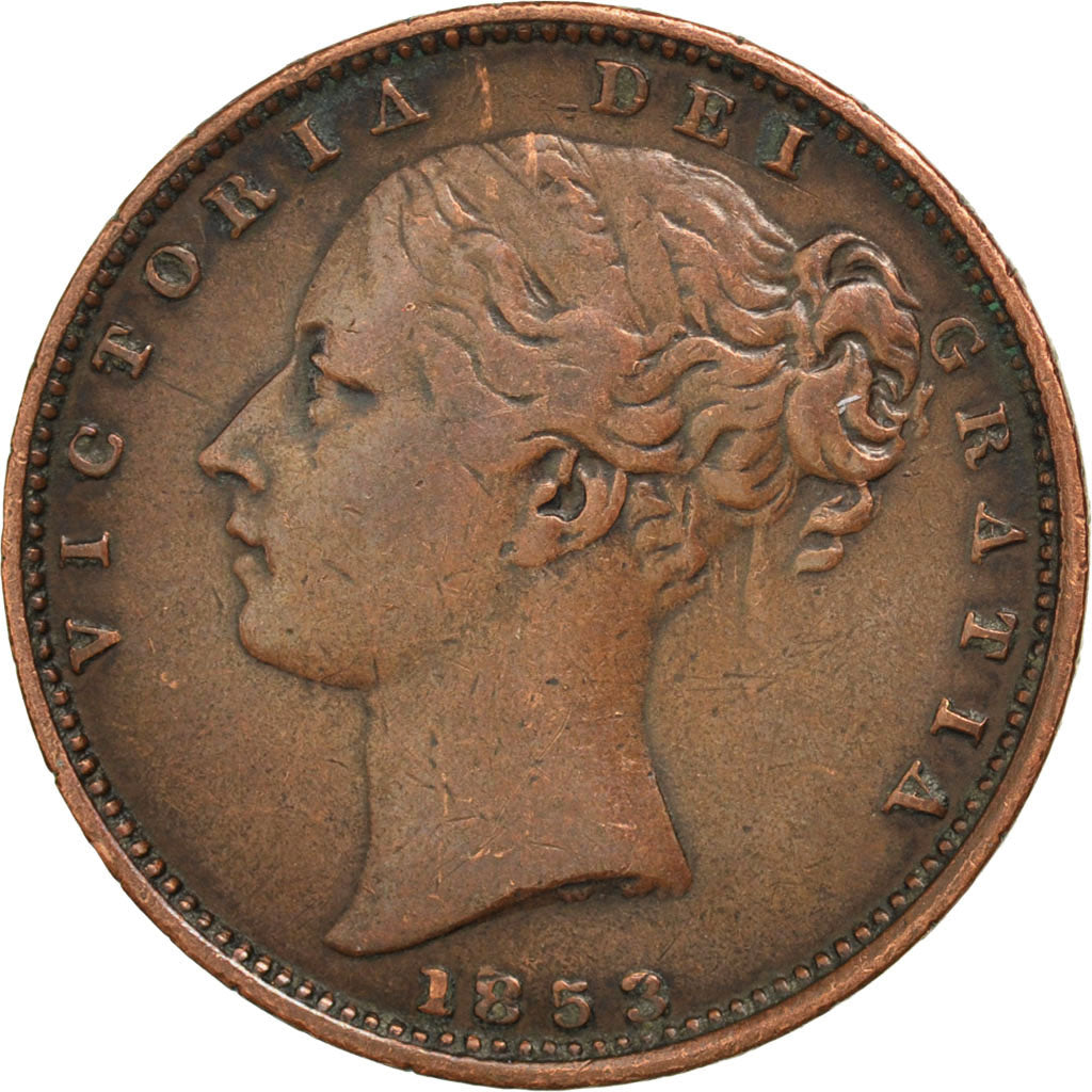 GREAT BRITAIN, Farthing, 1852, KM #725, EF(40-45), Copper, 4.61