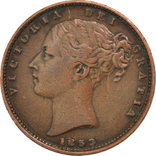 GREAT BRITAIN, Farthing, 1852, KM #725, EF(40-45), Copper, 4.61