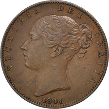 GREAT BRITAIN, Farthing, 1846, KM #725, AU(50-53), Copper, 4.68