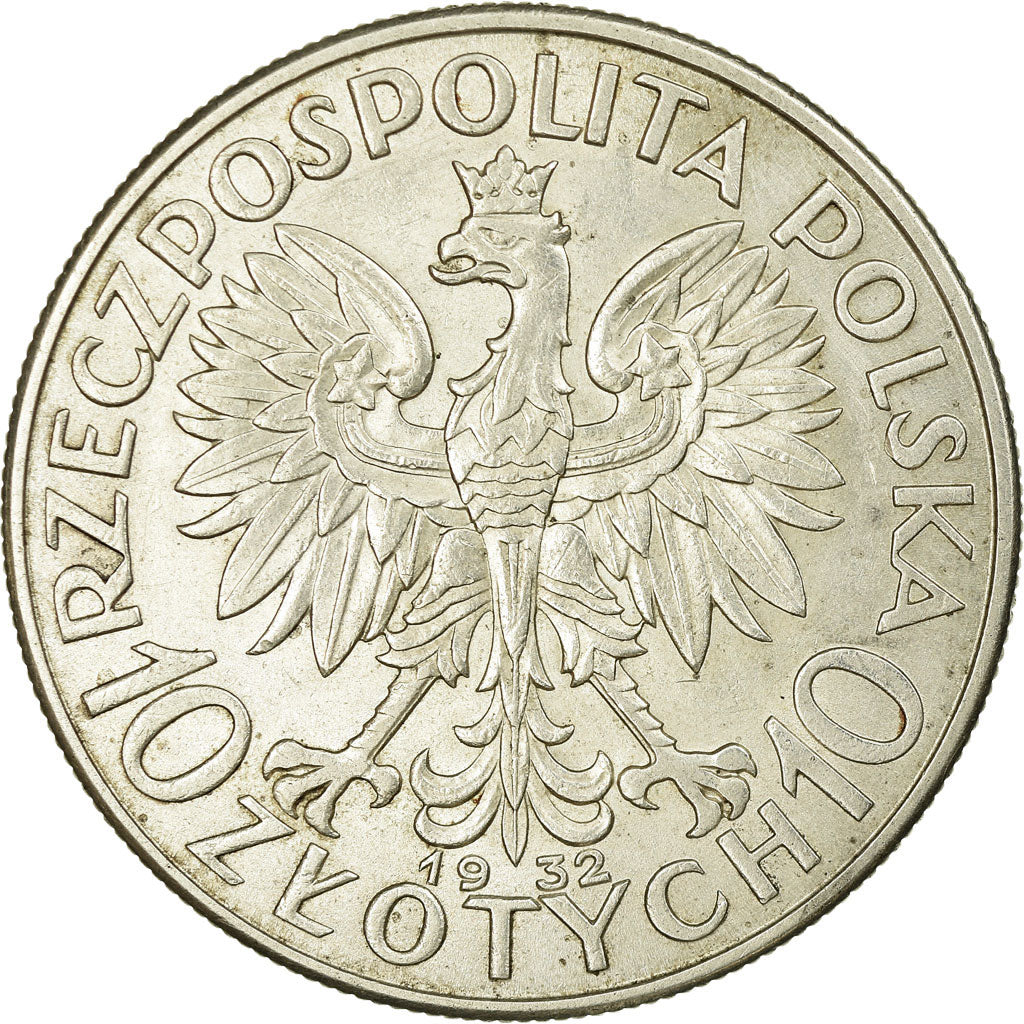 Coin, Poland, 10 Zlotych, 1932, Warsaw, AU(55-58), Silver, KM:22