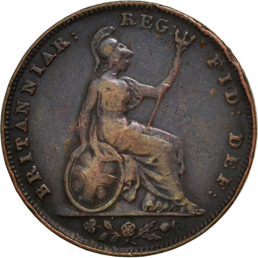 GREAT BRITAIN, Farthing, 1843, KM #725, VF(20-25), Copper, 4.62