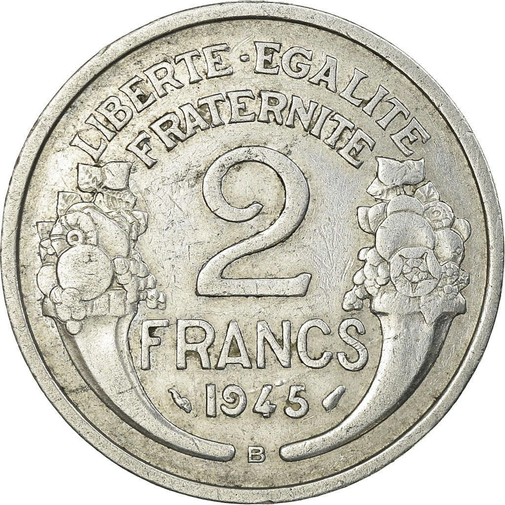 Coin, France, Morlon, 2 Francs, 1945, Beaumont - Le Roger, VF(30-35), Aluminum