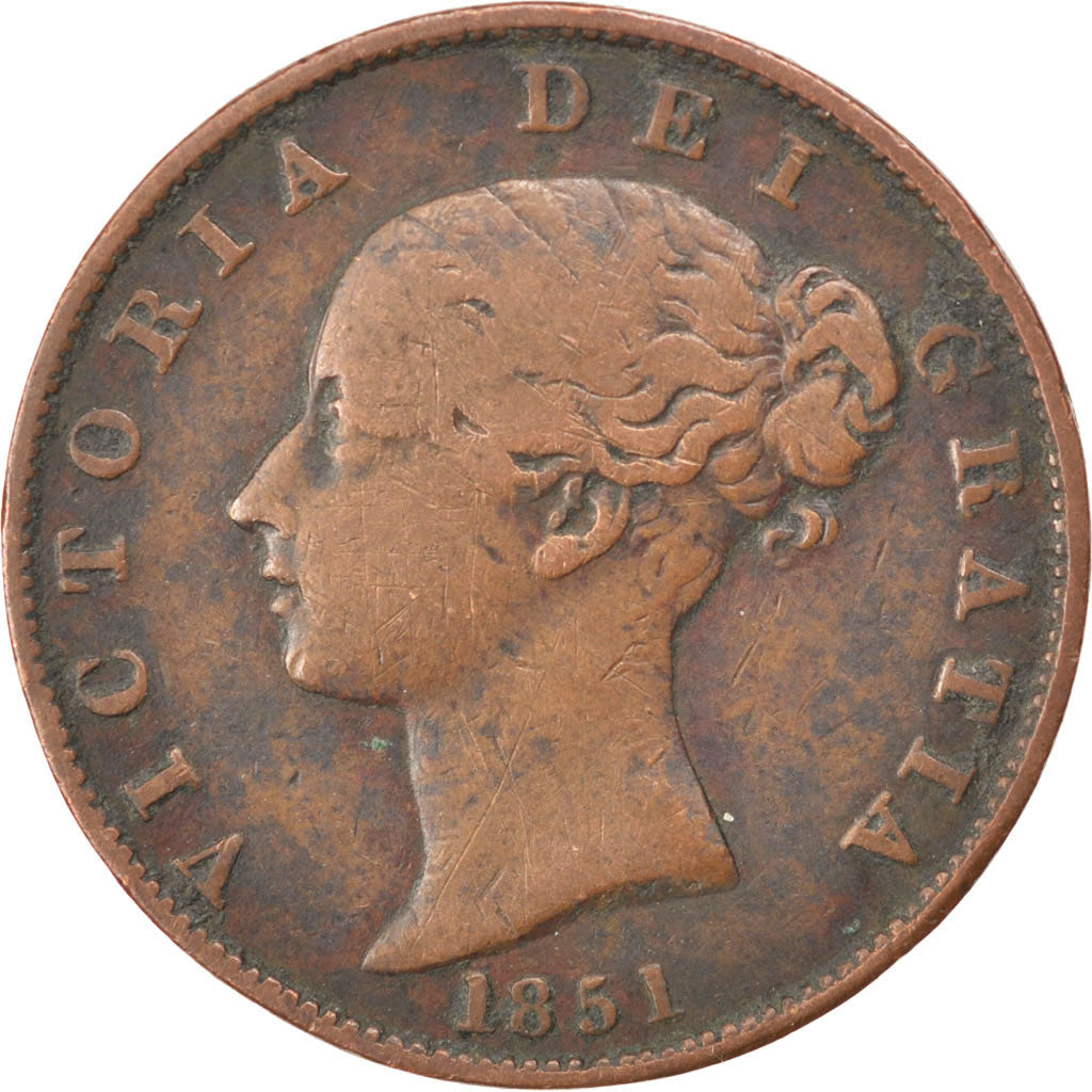 GREAT BRITAIN, 1/2 Penny, 1851, KM #726, VF(30-35), Copper, 9.10