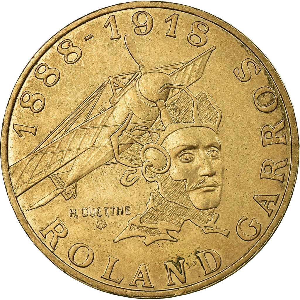 Moeda, França, Roland Garros, 10 Francs, 1988, VF(30-35), Alumínio-Bronze