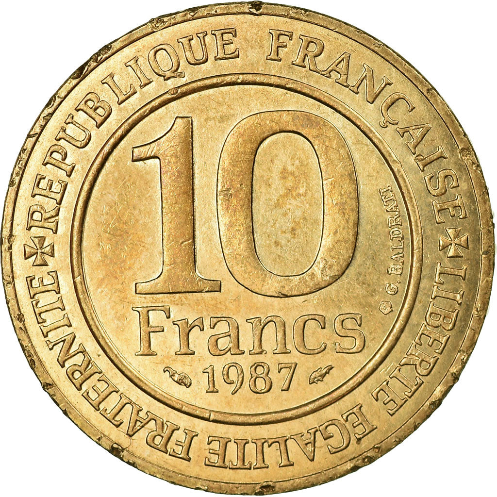 Moneta, Francia, Millennium of King Capet and France, 10 Francs, 1987, MB+