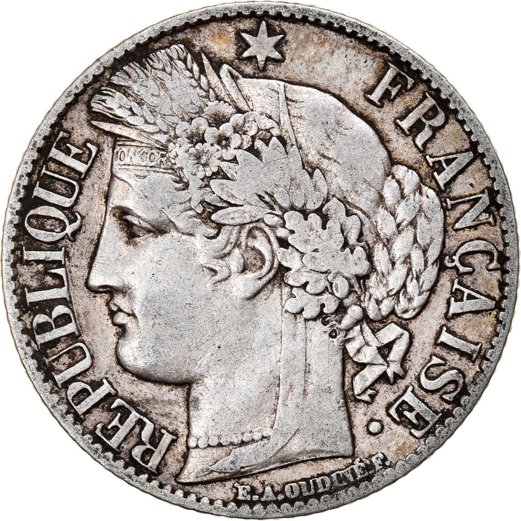 Coin, France, Cérès, Franc, 1871, Paris, VF(30-35), Silver, KM:822.1
