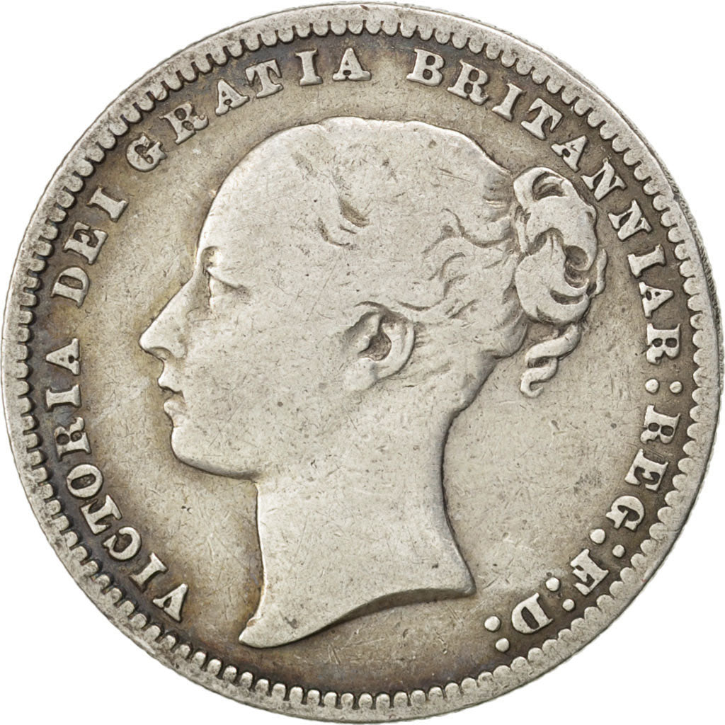 GREAT BRITAIN, Shilling, 1877, KM #734.2, VF(30-35), Silver, 23.6, 5.44