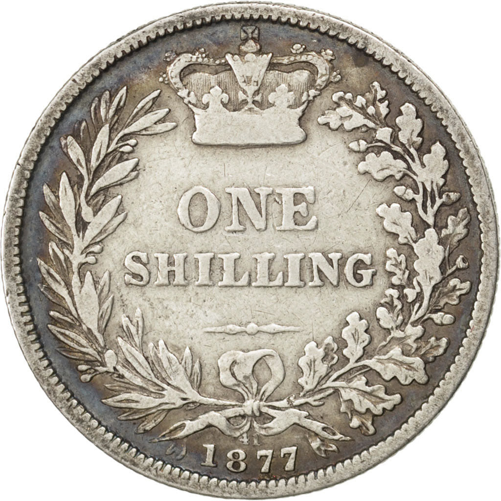 GREAT BRITAIN, Shilling, 1877, KM #734.2, VF(30-35), Silver, 23.6, 5.44
