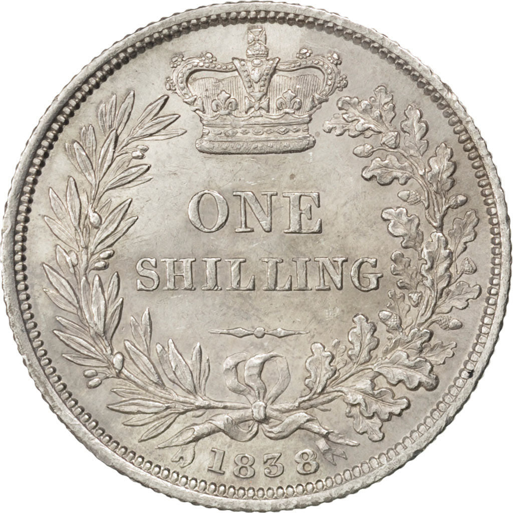 GREAT BRITAIN, Shilling, 1838, KM #734.1, AU(50-53), Silver, 5.63