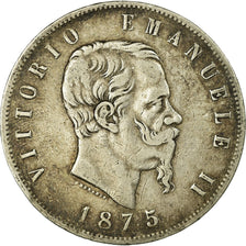 Coin, Italy, Vittorio Emanuele II, 5 Lire, 1875, Milan, VF(30-35), Silver