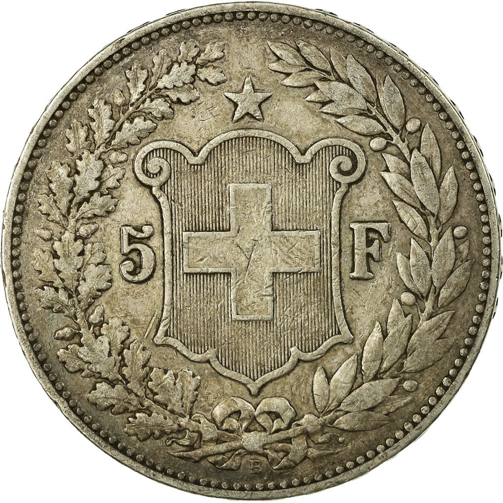 Coin, Switzerland, 5 Francs, 1891, Bern, VF(20-25), Silver, KM:34