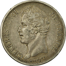 Moneda, Francia, Charles X, 5 Francs, 1828, Nantes, BC+, Plata, KM:728.12