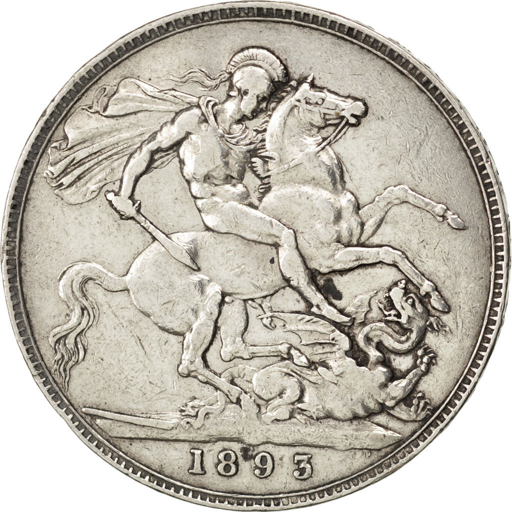 Coin, Great Britain, Victoria, Crown, 1893, AU(50-53), Silver, KM:783