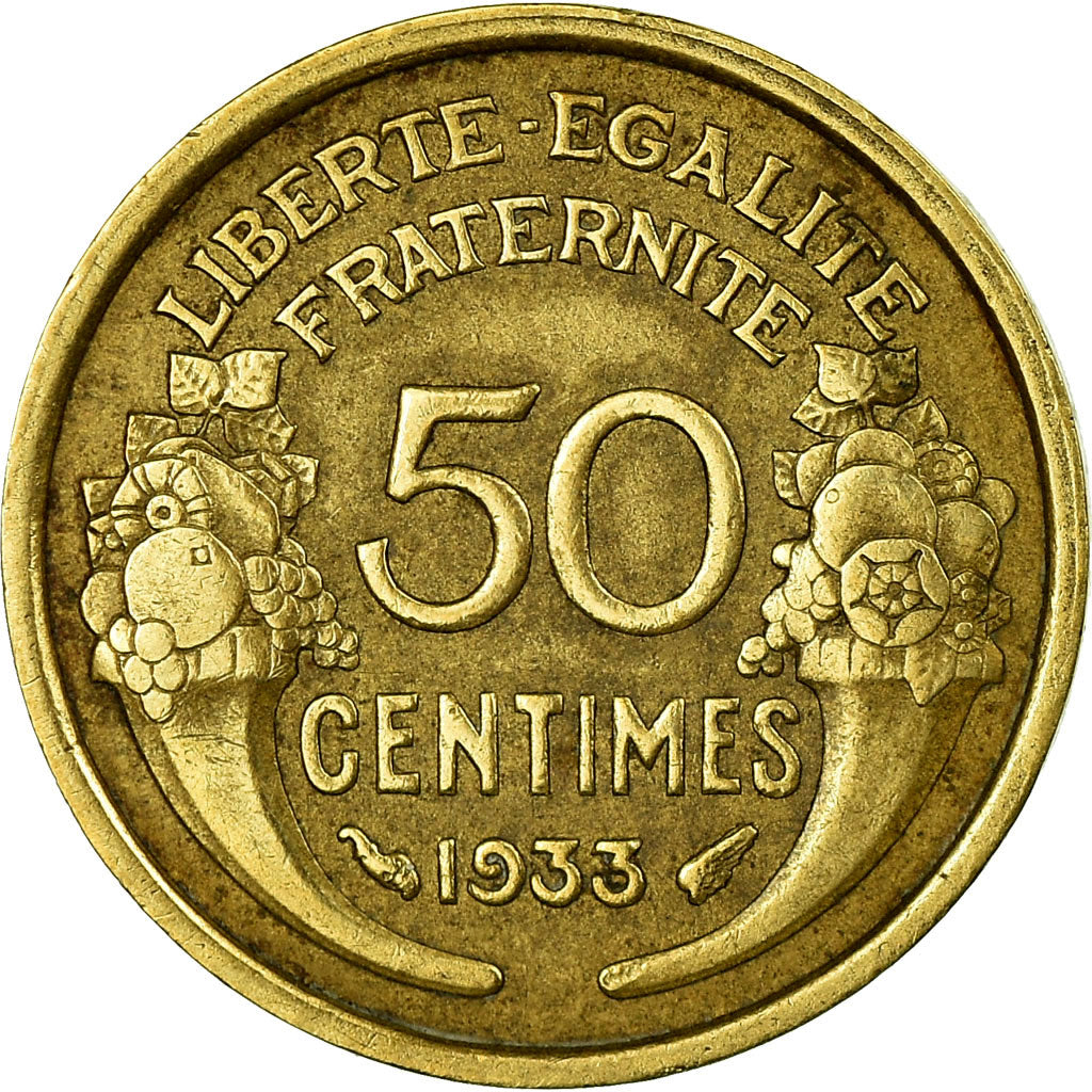 Moneta, Francja, Morlon, 50 Centimes, 1933, EF(40-45), Aluminium-Brąz