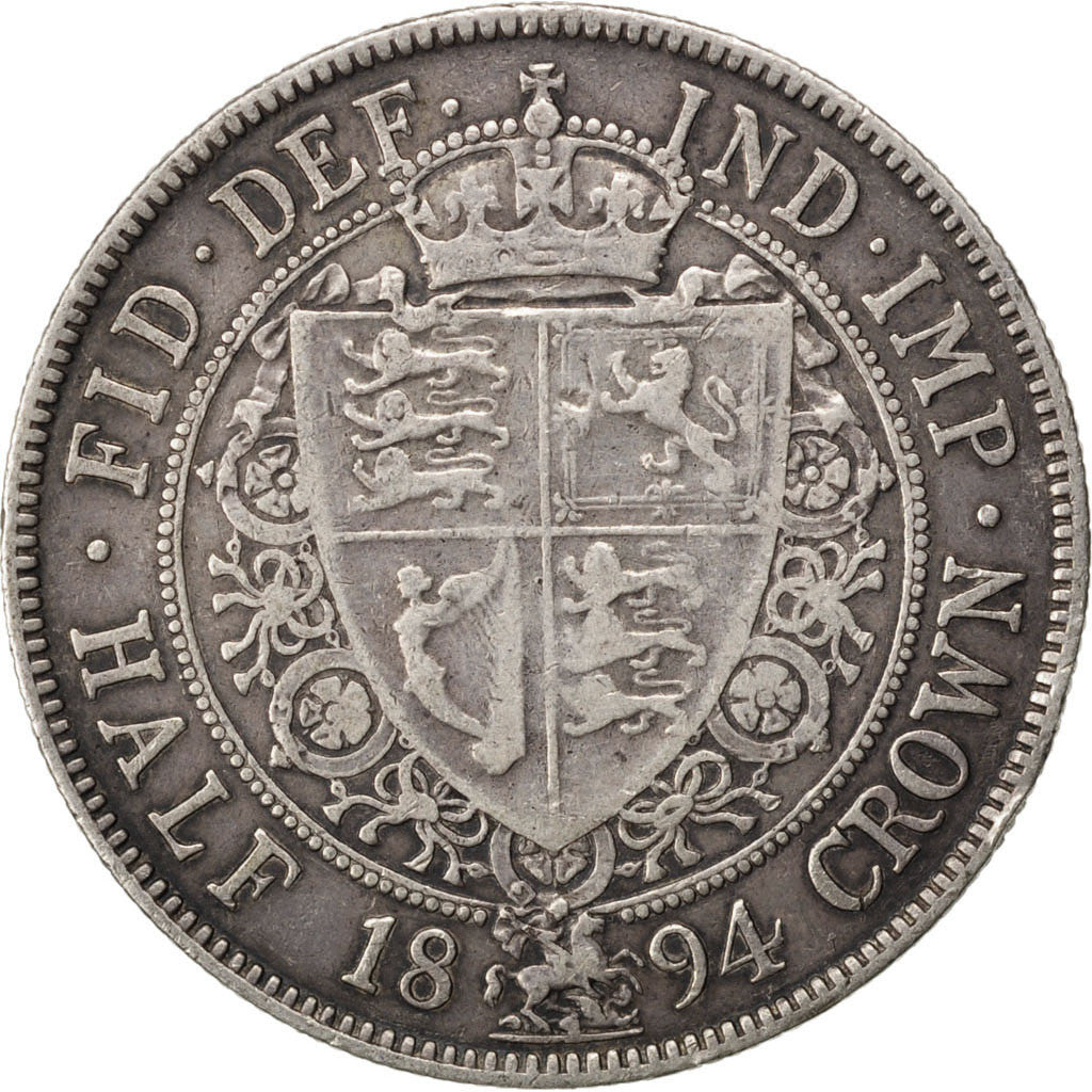 GREAT BRITAIN, 1/2 Crown, 1894, KM #782, VF(30-35), Silver, 32.3, 13.93