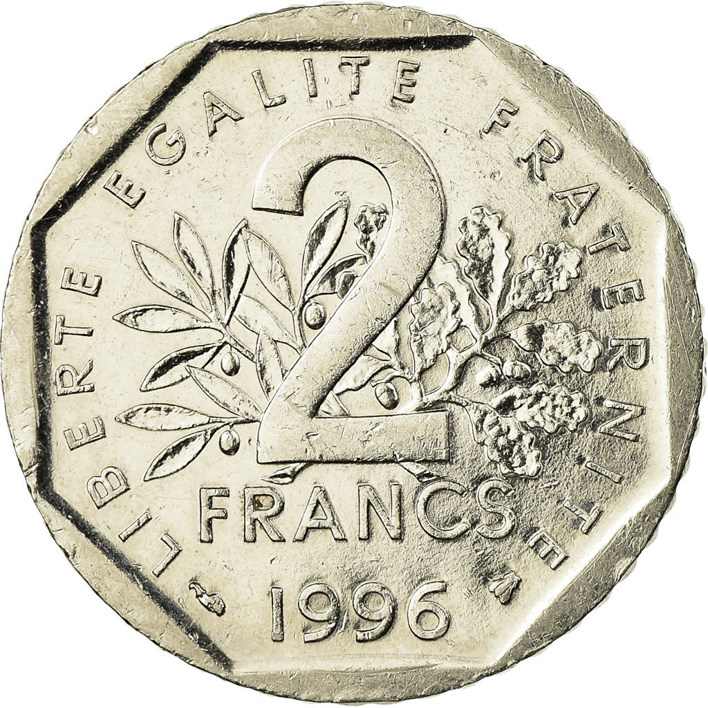 Moneda, Francia, Semeuse, 2 Francs, 1996, MBC, Níquel, KM:942.1, Gadoury:547