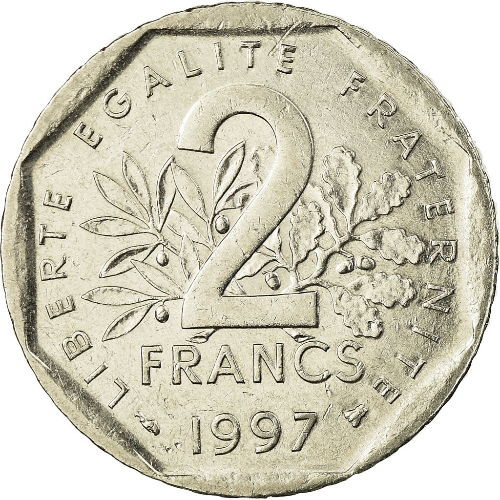 Moneda, Francia, Semeuse, 2 Francs, 1997, MBC, Níquel, KM:942.1, Gadoury:547